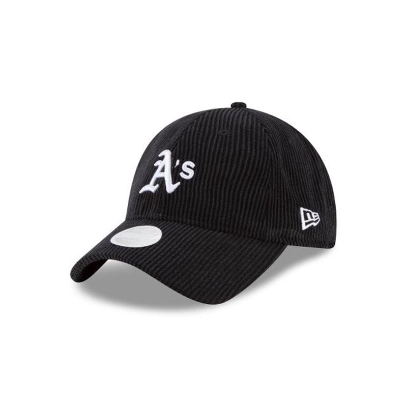 MLB Oakland Athletics Womens Corduroy 9Twenty Adjustable (OGB2045) - Black New Era Caps